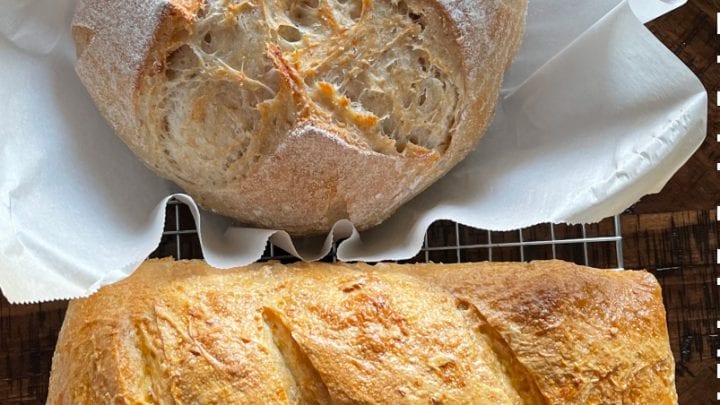 sourdough oatmeal bread-boule and loaf