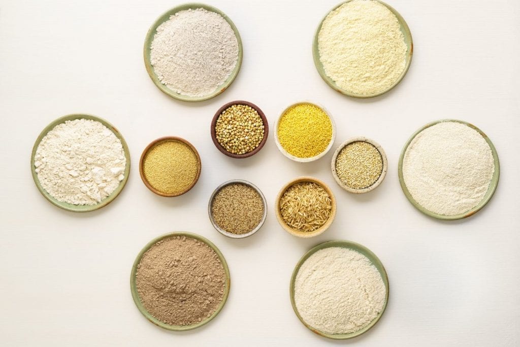 various whole grain flours