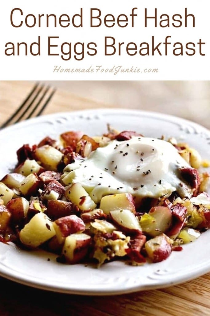 Corned beef hash and eggs breakfast-pin image