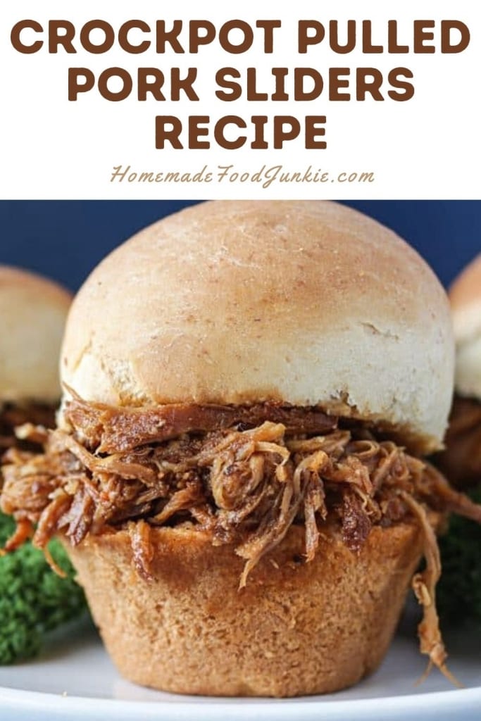 Crockpot pulled pork sliders recipe-pin image