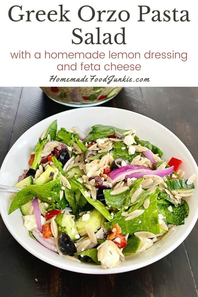 Delicious Greek Orzo Salad with Feta 22 Greek orzo pasta salad-pin image