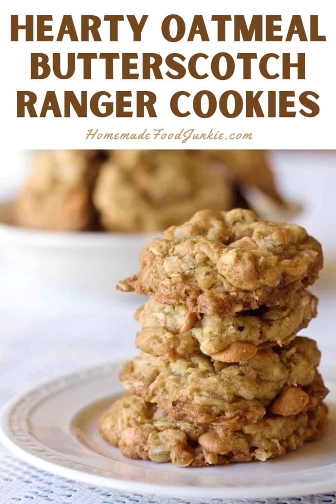 Hearty oatmeal butterscotch ranger cookies-pin image