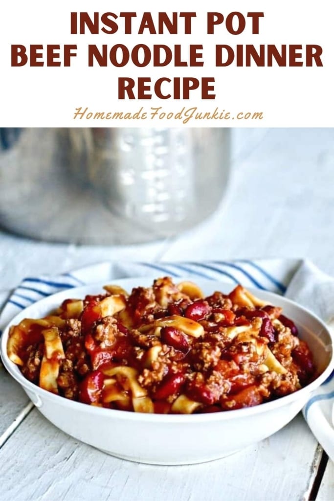 Instant pot beef noodle dinner recipe-pin image