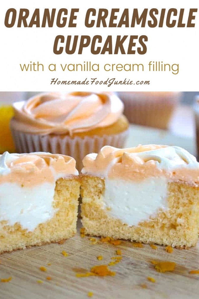 Orange creamsicle cupcakes-pin image