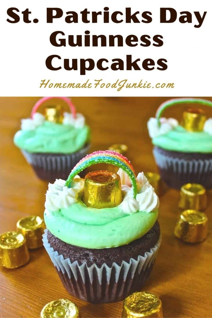 St. Patricks day guinness cupcakes-pin image