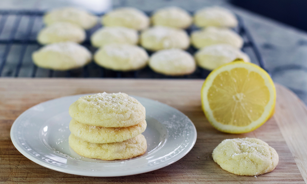 Simple Lemon Crinkle Cookies Recipe 4 lemon cookies-stacked