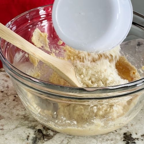 pouring almond flour