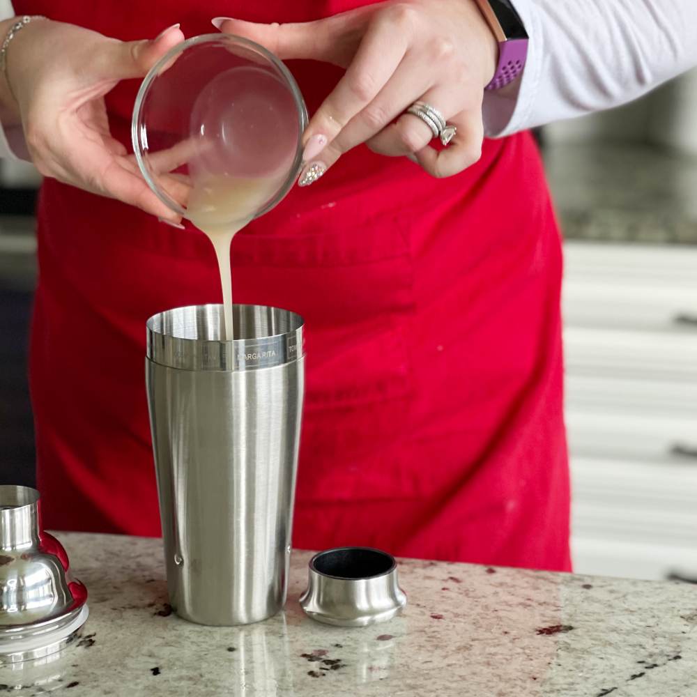 pouring coconut cream
