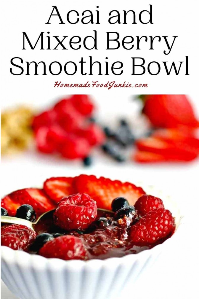Acai and mixed berry smoothie bowl-pin image