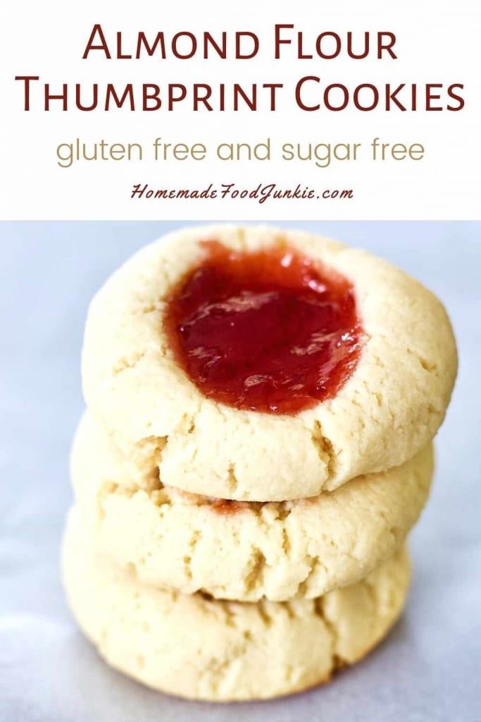 Almond flour thumbprint cookies gluten free and sugar free-pin image