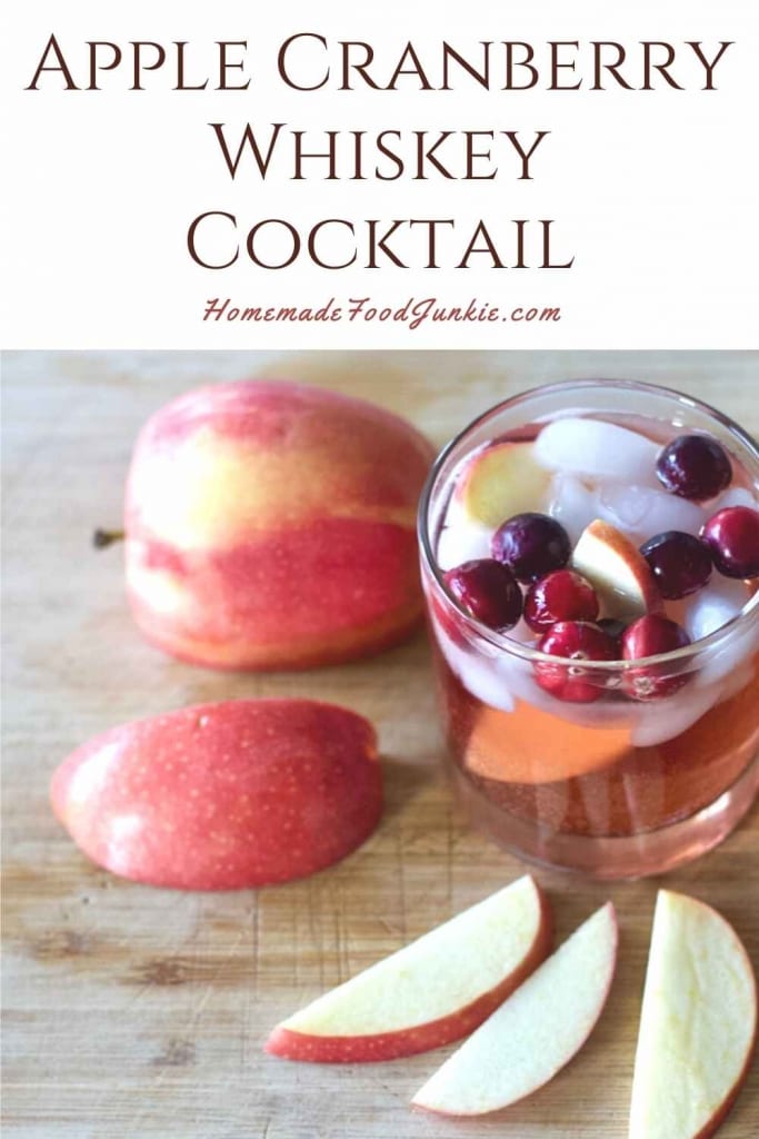 Apple cranberry whiskey cocktail-pin image