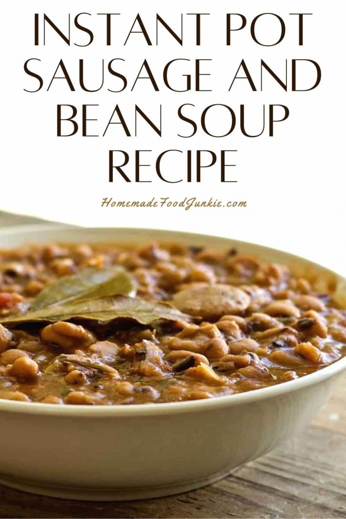 Instant pot sausage and bean soup recipe-pin image