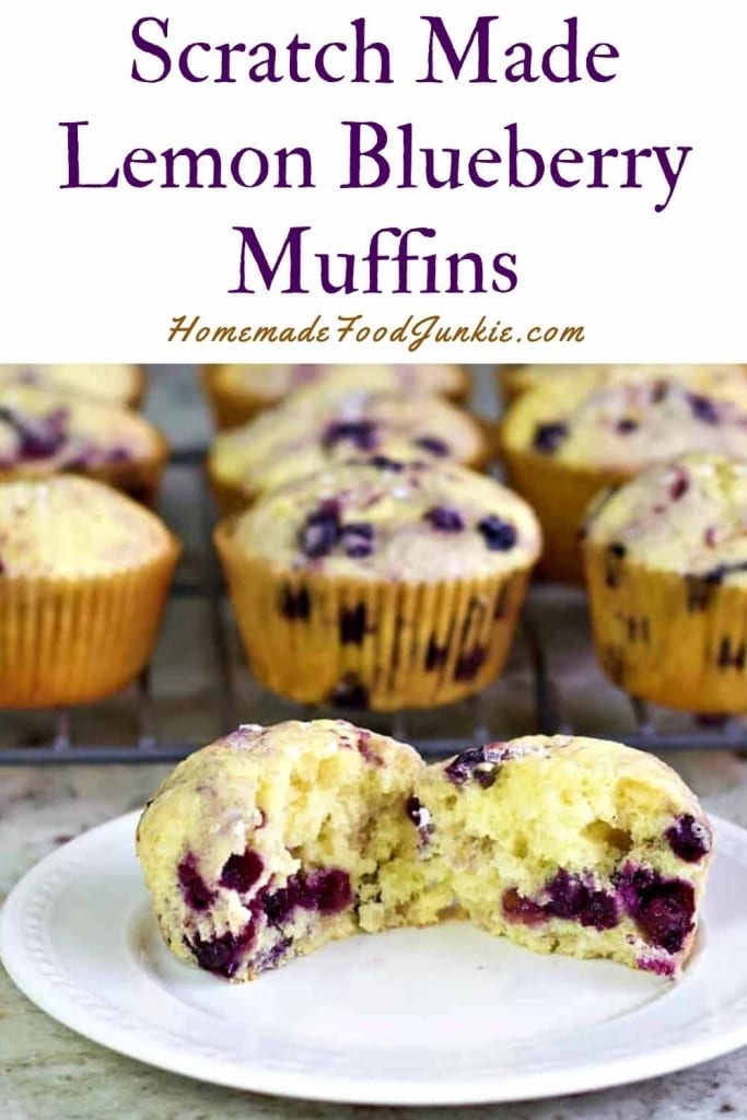 Scratch made lemon blueberry muffins-pin image