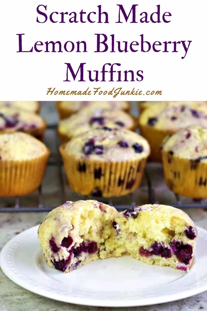 Scratch made lemon blueberry muffins-pin image
