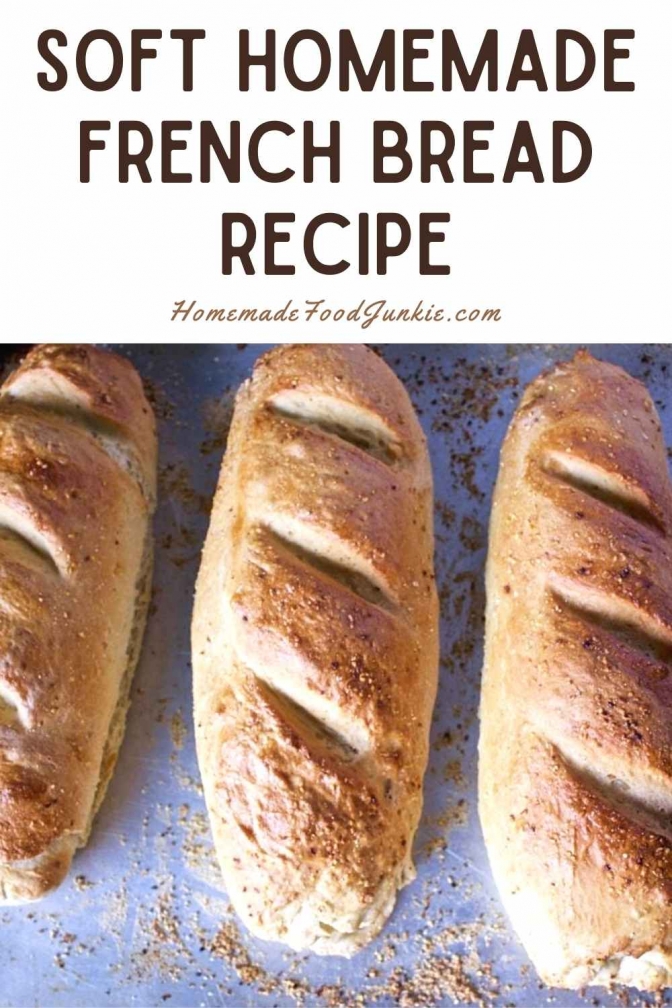 Soft homemade french bread recipe-pin image