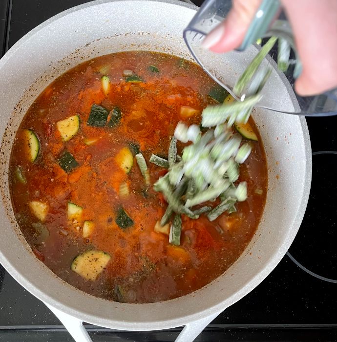 Healthy Olive Garden Minestrone Soup 8 adding green beans to minestrone soup