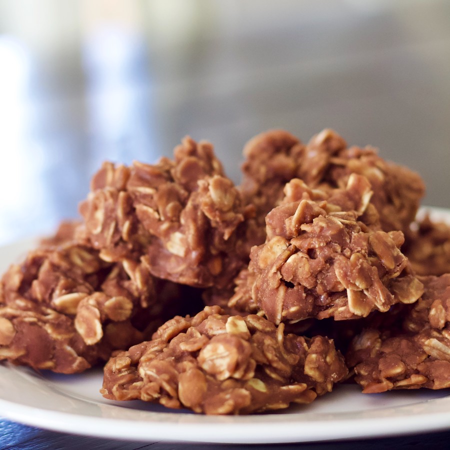 no bake cookies on a white plate