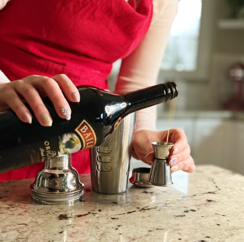 pouring baileys-butterscotch shot