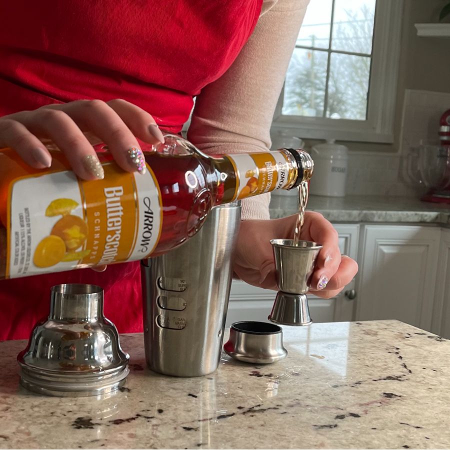pouring butterscotch schnapps