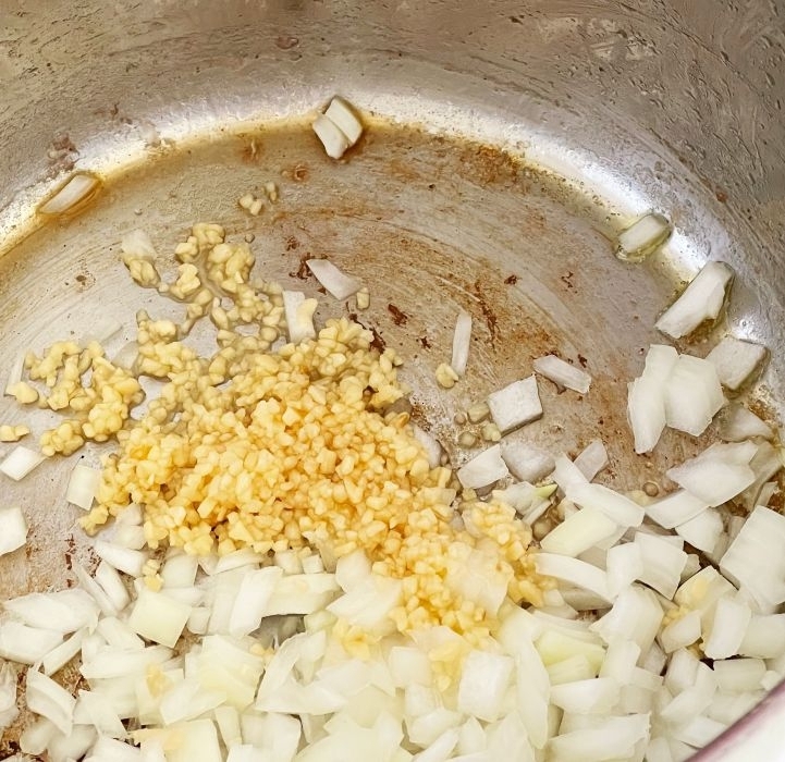 saut&eacute; onion, ginger and garlic