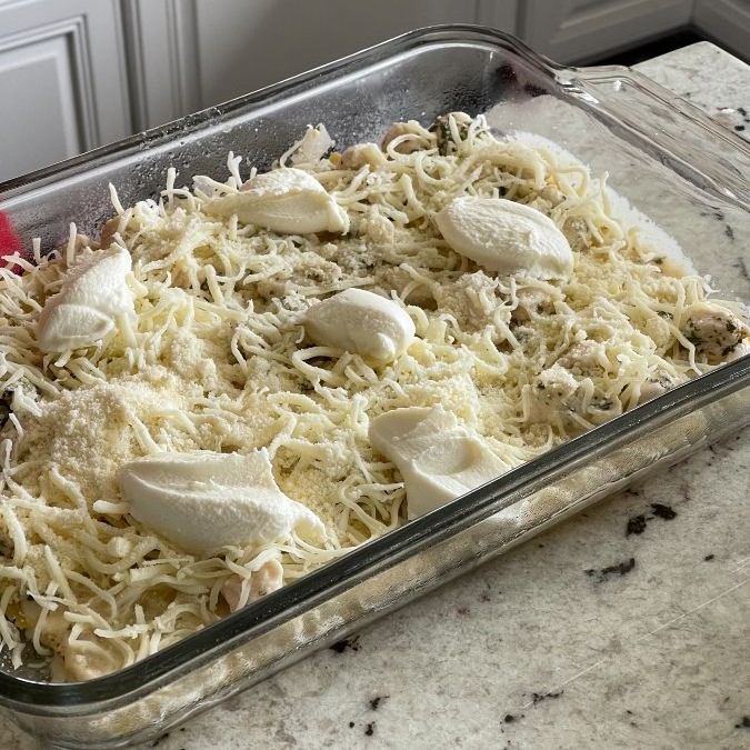 finished first layer-chicken lasagna