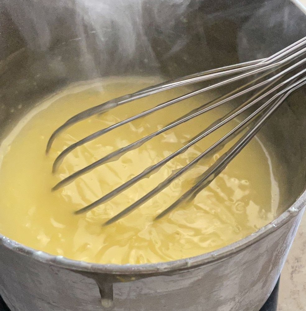 whisking lemon pie filling
