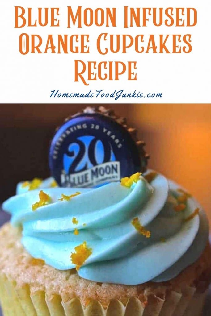 Blue moon infused orange cupcakes recipe-pin image
