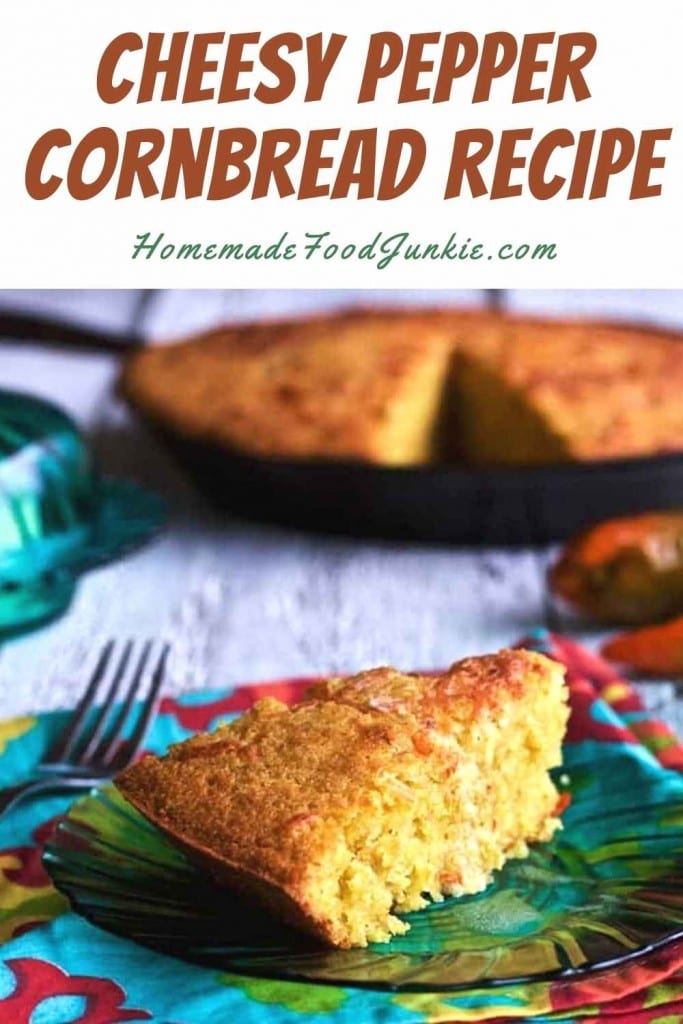 Cheesy pepper cornbread recipe-pin image
