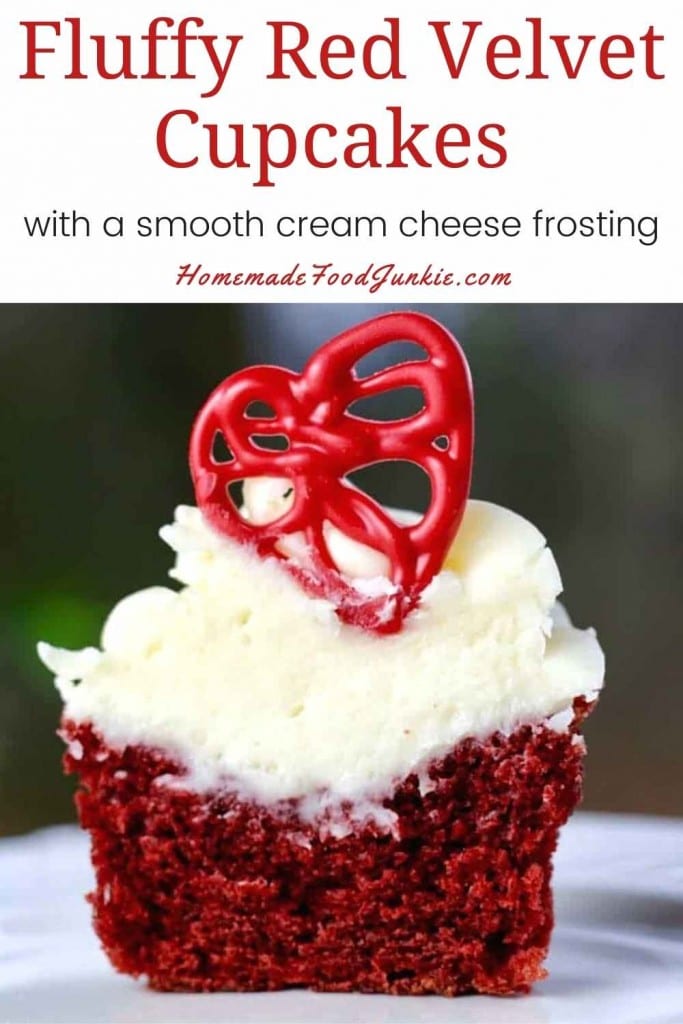 Fluffy red velvet cupcakes-pin image