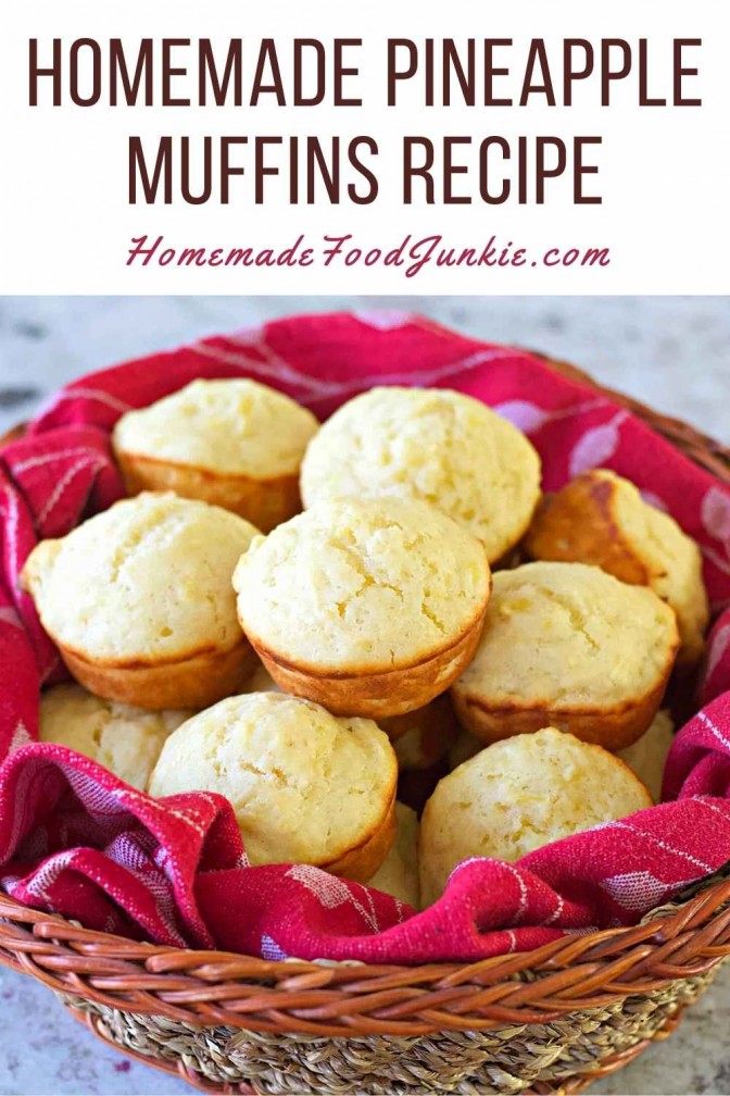 Homemade pineapple muffins recipe-pin image