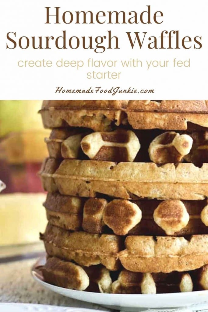 Sourdough Waffles Recipe with Fed Starter 6 Homemade sourdough waffles-pin image