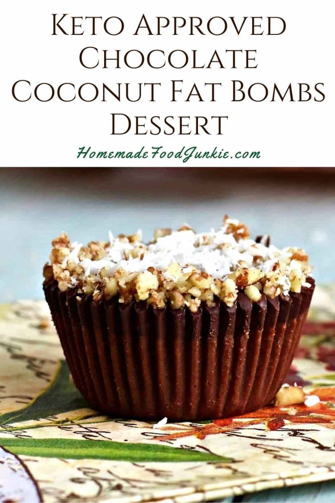 Keto approved chocolate coconut fat bombs dessert-pin image