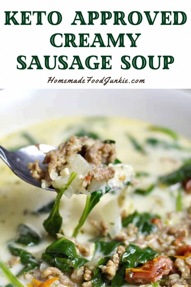 Keto approved creamy sausage soup-pin image