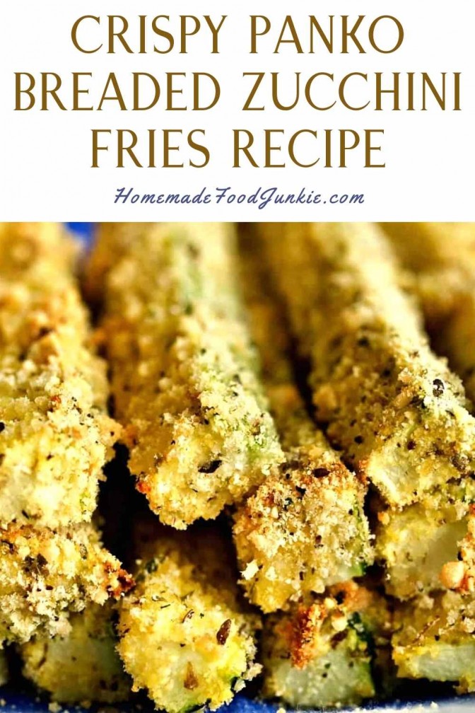 Crispy panko breaded zucchini fries recipe-pin image