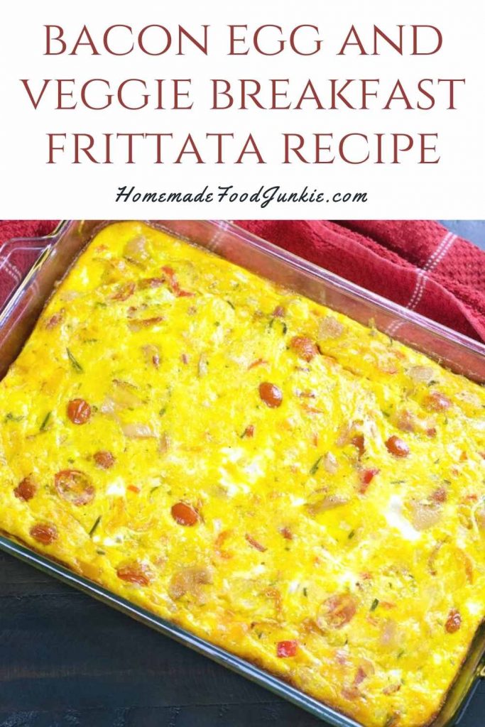 Bacon egg and veggie breakfast frittata recipe-pin image