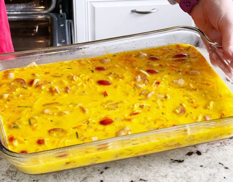 bacon frittata ready for oven