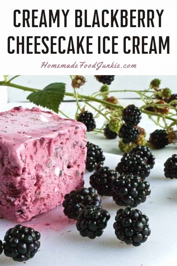 Creamy blackberry cheesecake ice cream-pin image