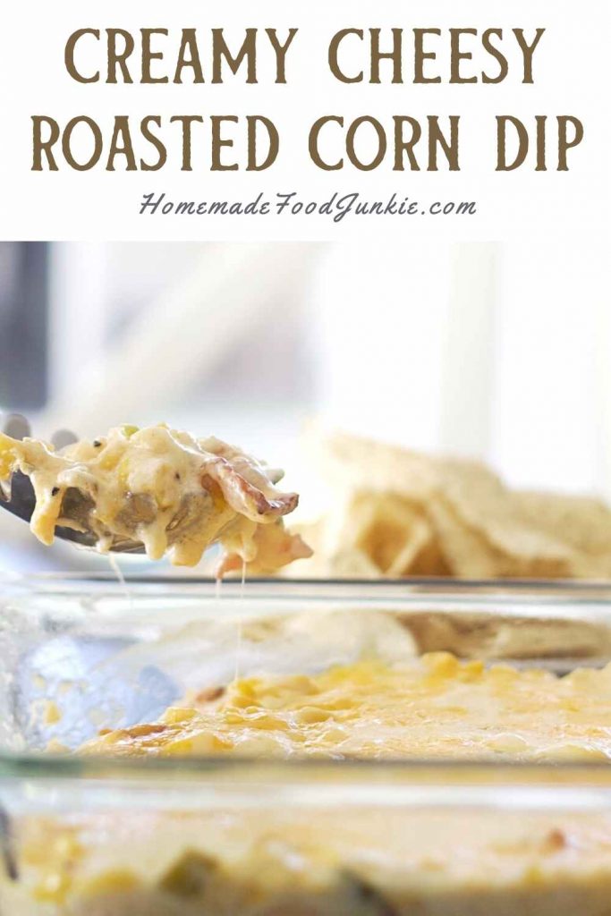 Creamy cheesy roasted corn dip-pin image
