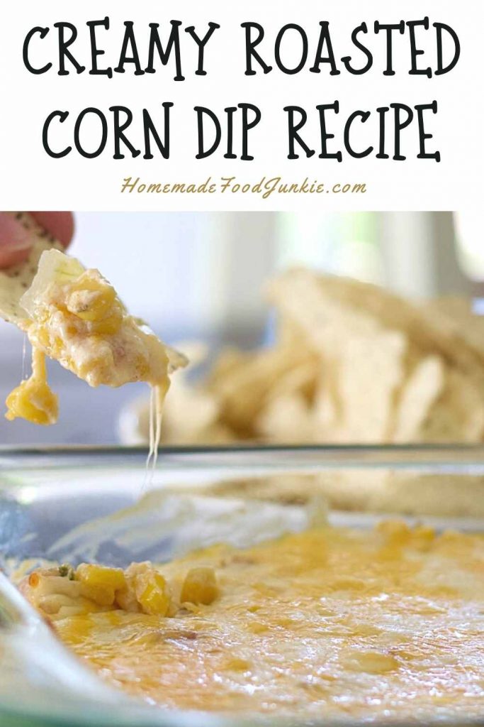 Creamy roasted corn dip recipe-pin image