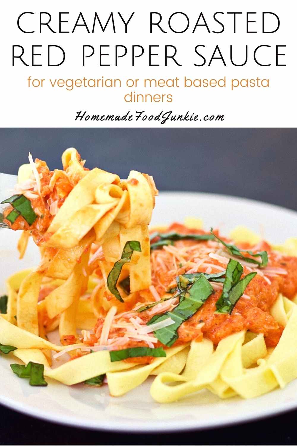 Creamy roasted red pepper sauce-pin image