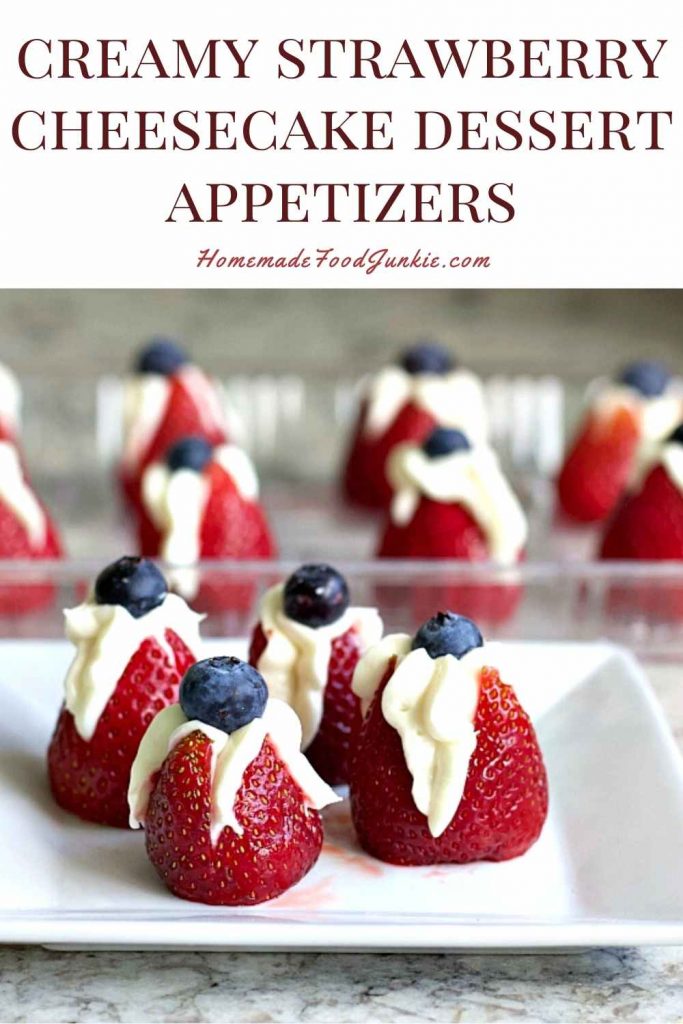 Creamy strawberry cheesecake dessert appetizers-pin image