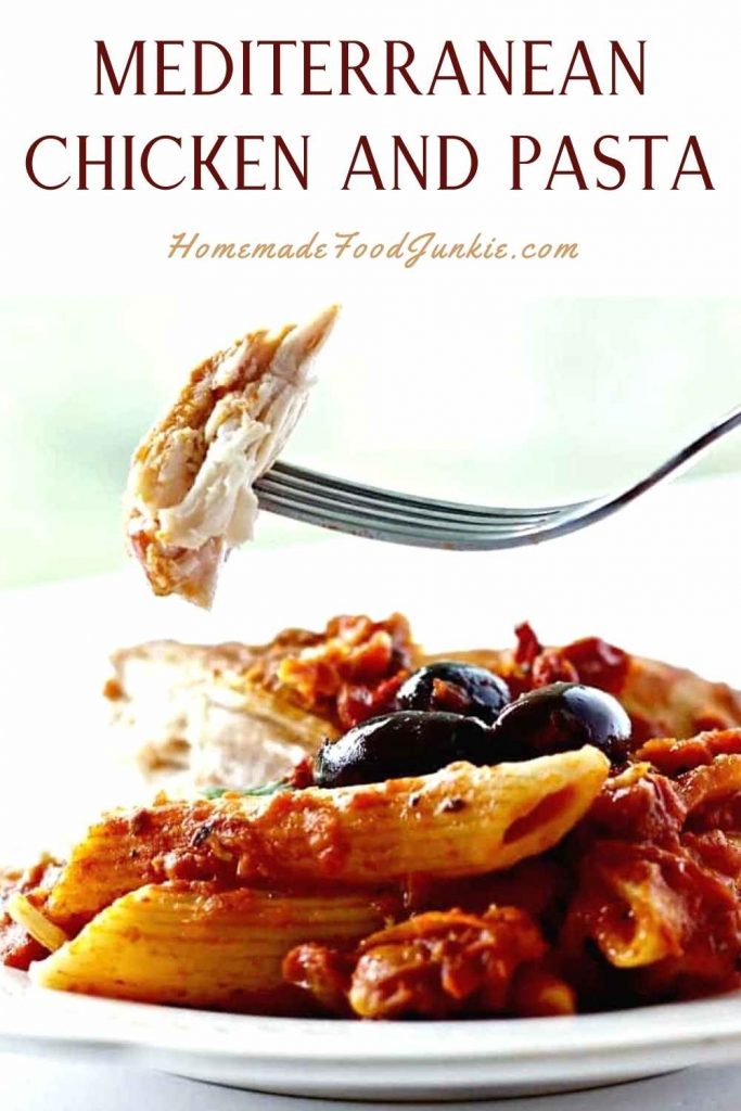 Mediterranean chicken and pasta-pin image