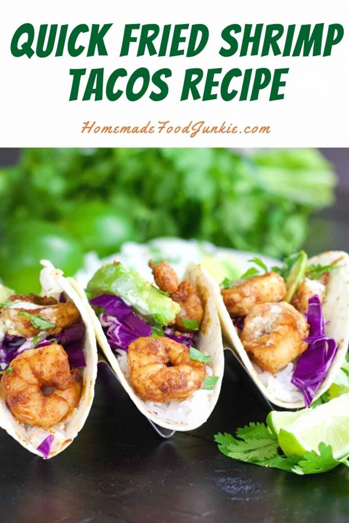 Quick fried shrimp tacos recipe-pin image