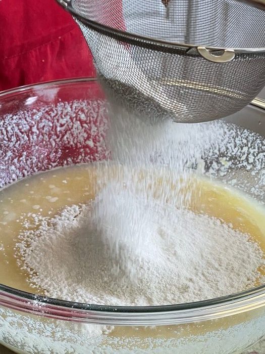 sifting dry ingredients