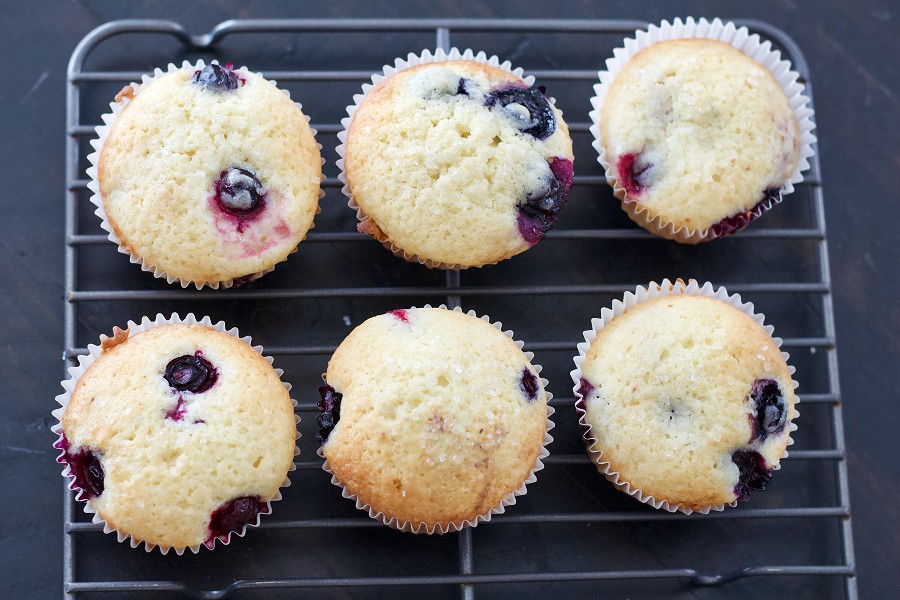 buttermilk blueberry muffins cooling