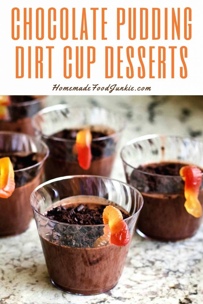 Chocolate pudding dirt cup desserts-pin image