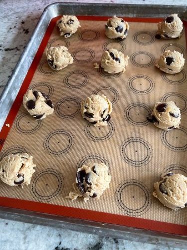 cookie dough on cookie sheet