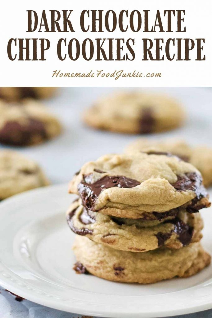 Dark chocolate chip cookies recipe-pin image