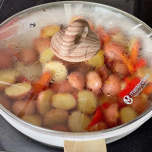Sausage and Potatoes Stir Fry 7 frying sausage and potatoes