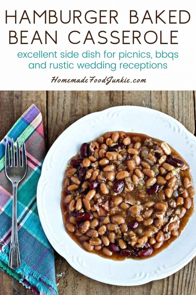 Hamburger baked bean casserole-pin image